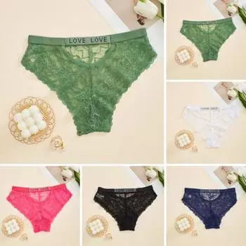 Женские трусы, бесшовные кружевные трусы со стразами и вышивкой, сплошной цвет, стрейч с цветком, тонкая женская середина талии M розовый