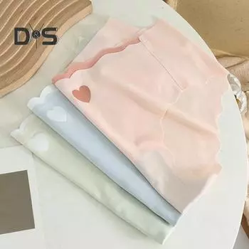 Женские трусы, бесшовные однотонные ледяные шелковые трусы, мягкие дышащие, влагоотводящие со средней талией, эластичные антисептические женские трусы с приподнятым задом, спортивные трусы M светло-синий