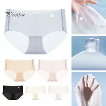 Женские трусы, бесшовные ультратонкие однотонные влагоотводящие эластичные женские трусы со средней талией, спортивные трусики, повседневная одежда, женское нижнее белье M слоновая кость