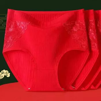 Женские трусы больших размеров, кружевные лоскутные трусы с высокой талией, сплошной цвет, защитные мягкие хлопковые женские трусы для менструального периода XL светло-фиолетовый