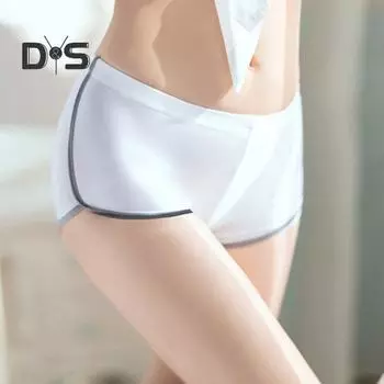 Женские трусы-боксеры из гладкого ледяного шелка, однотонные, со средней талией, впитывающие влагу, облегающие, с высокой эластичностью, для повседневной носки темно-серого