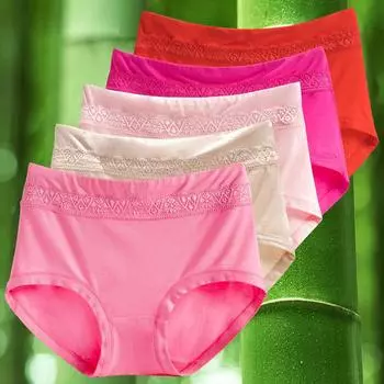 Женские трусы-брифы из бамбукового древесного угля и хлопка со средней посадкой - модал больших размеров для зрелых и пожилых людей M