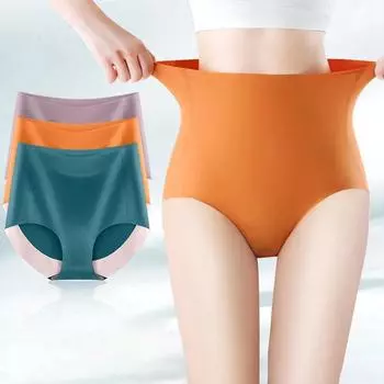 Женские трусы-брифы из искусственного шелка с высокой посадкой, легкие и дышащие, утягивающие живот, подтягивающие бедра, мягкие L