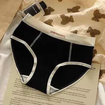 Женские трусы-брифы со средней посадкой из чистого хлопка 2024 года: Дышащие, удобные, полностью из хлопка, в японском студенческом стиле. Large