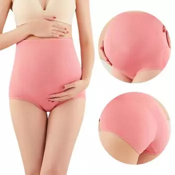 Женские трусы для беременных с высокой талией Высокий эластичный живот Поддержка удобных однотонных трусиков без стресса L