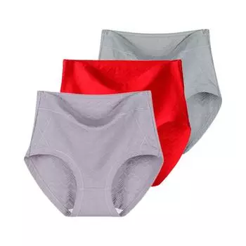 Женские трусы из 3 предметов, нижнее белье большого размера, хлопковое нижнее белье, трусы с высокой талией, трусы XL 2XL 3XL 4XL 5XL 6XL XL розовый/фиолетовый