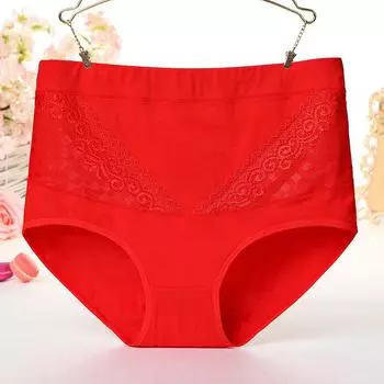 Женские трусы из дышащего хлопка с высокой талией: Мягкий, нежный, подтягивает живот и бедра, отводит влагу. L 80-125 jin