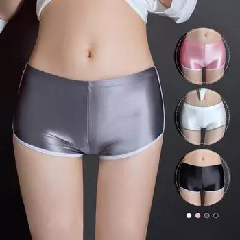 Женские трусы из гладкого ледяного шелка, однотонные, со средней талией, впитывающие влагу, облегающие, высокая эластичность, повседневные чёрный