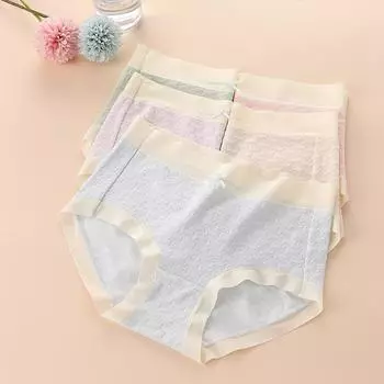 Женские трусы из хлопка 5А, антибактериальное нижнее белье, сексуальные бесшовные трусики со средней высокой талией M светло-желтого