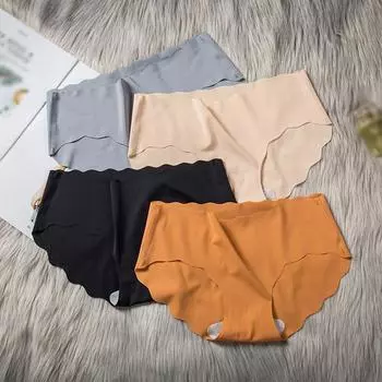 Женские трусы из ледяного шелка, бесшовное ультратонкое нижнее белье L