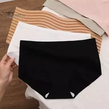 Женские трусы из ледяного шелка, охлаждающие бесшовные однотонные мягкие дышащие влагоотводящие эластичные женские трусы со средней талией, спортивные трусики, женское нижнее белье M хаки