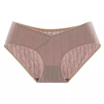 Женские трусы из модала с бахромой, жаккардовые трусы для беременных, бесшовные бактериостатические трусики для беременных с промежностью M розовый