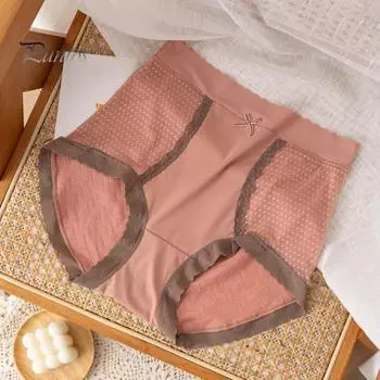 Женские трусы кружевные с высокой талией, однотонные, тонкие, с утягивающим эффектом, эластичные, бесшовные, с хорошей воздухопроницаемостью, повседневные спортивные трусы