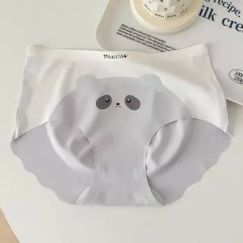 Женские трусы, нижнее белье из ледяного шелка с милой пандой, тонкие бесшовные быстросохнущие дышащие трусики с подтяжкой бедер M