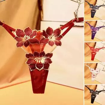 Женские трусы Перспектива Вязание Быстросохнущие Низкая Талия Порнографические Регулируемая Сетка Яркие