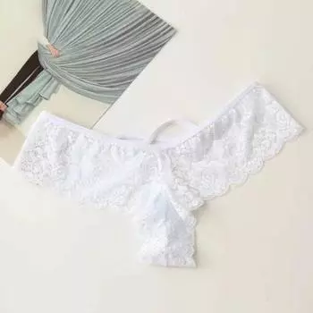 Женские трусы с кружевной цветочной вышивкой, однотонные эластичные дышащие трусы с низкой талией и открытой промежностью, тонкие мягкие бесшовные женские трусики 2XL