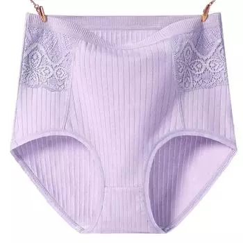 Женские трусы с кружевной строчкой в рубчик, подтягивающие бедра, с высокой талией и контролем живота 4XL
