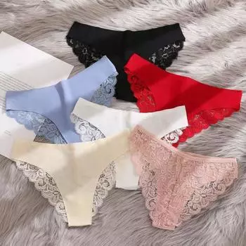 Женские трусы с низкой талией, кружевные, бесшовные, однотонные, эластичные, тонкие, с хорошей воздухопроницаемостью, впитывают влагу, эластичные повседневные трусы, спортивные трусы S белый