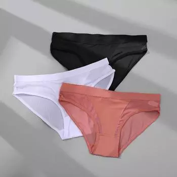 Женские трусы с низкой талией, сетчатые однотонные трусы, хлопковые трусы с промежностью, сексуальное женское нижнее белье 2XL белый