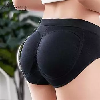 Женские трусы с подкладкой для подтягивания ягодиц, бесшовные дышащие брюки без застежек с подушечками, искусственные ягодицы и бедра, артефакт M чёрный