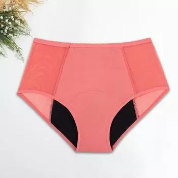 Женские трусы с высокой талией, четырехслойные, большие размеры, сетчатые, лоскутные, эластичные, предотвращающие протекание, менструальные трусы, женское нижнее белье M чёрный