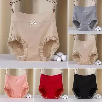 Женские трусы с высокой талией и кружевной отделкой, закрывающие ягодицы, утягивающие живот, однотонные эластичные хлопковые трусики, бесшовные, удобные, повседневные спортивные трусы 2XL