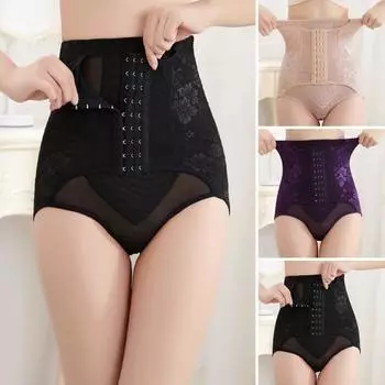 Женские трусы с высокой талией, контролем живота, эластичной регулируемой застежкой спереди, с цветочной вышивкой, для похудения, мягкие послеродовые 3XL чёрный