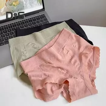 Женские трусы с высокой талией, мягкие, дышащие, большого размера, кружевные, бесшовные, эластичные, антисептические, облегающие, влагоотводящие, женские трусики-брифы, нижнее белье L чёрный