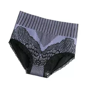 Женские трусы с высокой талией, обтягивающие, дышащие, с принтом, эластичные, с контролем живота, антисептические L синий