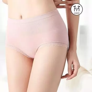 Женские трусы с высокой талией, однотонные трусики с кружевной отделкой, подтягивающие бедра, контролирующие живот, бесшовные дышащие треугольные трусики