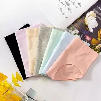 Женские трусы с высокой талией, приподнятые, эластичные, однотонные, мягкие, дышащие, антисептические, влагоотводящие, женские трусики-брифы M абрикосовый