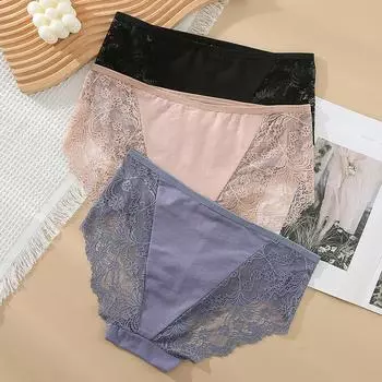 Женские трусы с высокой талией, удобные трусики из ледяного кружева L