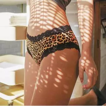 Женские трусы, сексуальное кружевное леопардовое белье с низкой посадкой, удобное нижнее белье 160 M чёрный