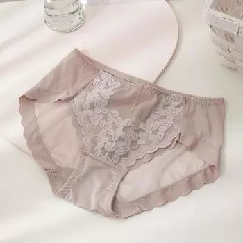 Женские трусы, сексуальное кружевное нижнее белье, тонкие дышащие трусики со средней талией