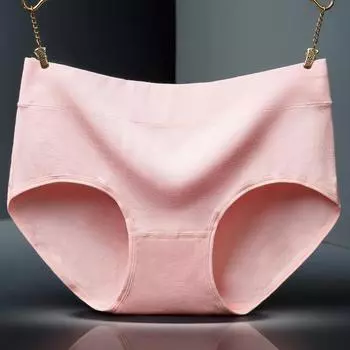 Женские трусы-слипы из чистого хлопка средней посадки - Большой размер, Однотонные M