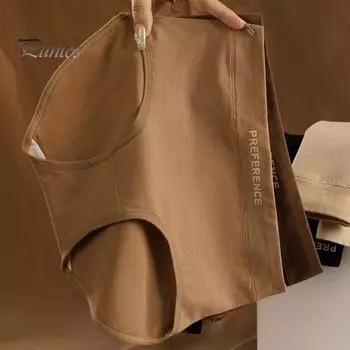 Женские трусы со средней талией, однотонные хлопковые трусы с хорошей воздухопроницаемостью, быстросохнущие спортивные повседневные трусы, женские трусики XXL света кофе