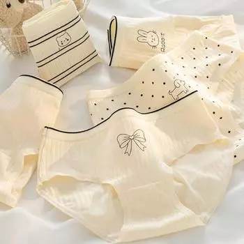 Женские трусы средней талии с рисунком в японском стиле с приподнятой попоной, с хорошей воздухопроницаемостью, эластичные M