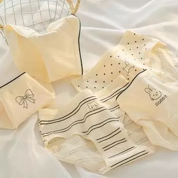 Женские трусы средней талии с рисунком в японском стиле с приподнятой попоной, хорошо пропускают воздух, эластичные, быстросохнущие M