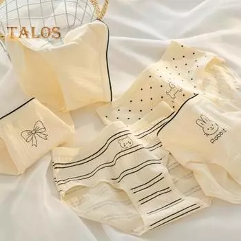 Женские трусы средней талии с рисунком в японском стиле, приподнятые, хорошо пропускают воздух, эластичные, быстросохнущие, спортивные, повседневные, женские трусики M 1