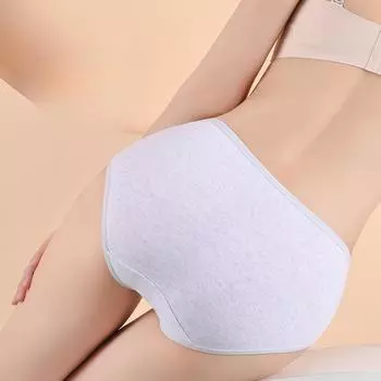 Женские трусы-стрейч со средней талией, большие размеры, нижнее белье из чистого хлопка, утягивающее бедра, полностью хлопковые трусики-треугольники с промежностью M серый