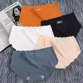 Женские трусы, удобное, превосходное, эластичное, из ледяного шелка, бесшовное женское нижнее белье со средней талией L чёрный