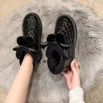 Женские туфли, элегантные ботильоны на низком каблуке, с мягкой лодыжкой, женские зимние ботинки, демисезонные, весна-осень, высококачественный плюш Gyaru 36