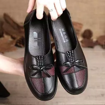 Женские туфли-балетки из мягкой кожи для весны и осени - Нескользящая подошва, мягкая подошва, идеально подходят для женщин среднего и пожилого возраста. 35