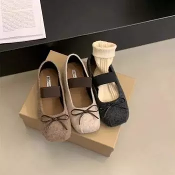 Женские туфли-балетки с закрытым носком, однотонные, с бантом, туфли Jane, мягкая подошва, повседневные, красные, одинарные лоферы 35 серый