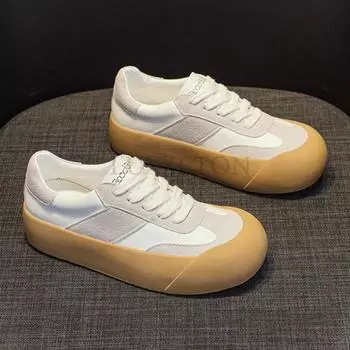 Женские туфли белого цвета, кожаные, толстая подошва, неглубокие, рельефные туфли, повседневные и универсальные, модные туфли для сноуборда 35