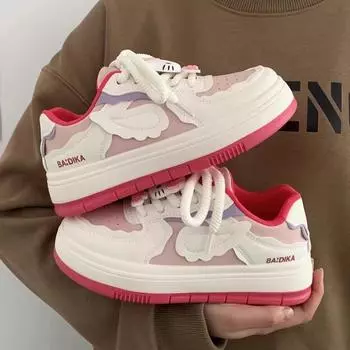 Женские туфли Big Head, черно-белые, с пандой, студенческие, универсальные, на толстой подошве, весенние, белые туфли 35 серый