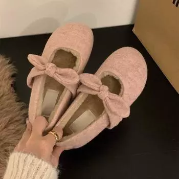 Женские туфли Birkenstocks на толстой подошве из бархата 2025 года, новые пушистые туфли с юбками, нежные одинарные туфли Mary Jane 35 розовый