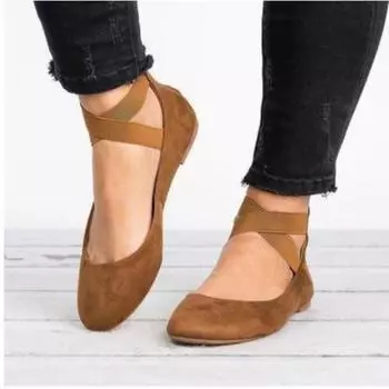 Женские туфли больших размеров на плоском каблуке с круглым носком и эластичным ремешком в стиле ретро 35 бежевый