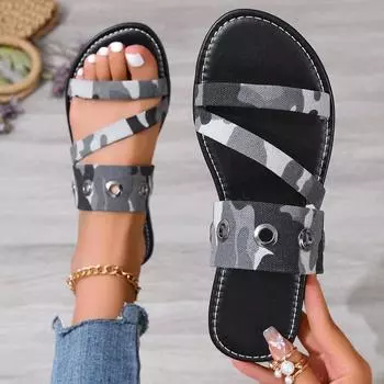 Женские туфли большого размера 2024 года, лето, новые туфли на плоской подошве, односложные тапочки женские 36 серый