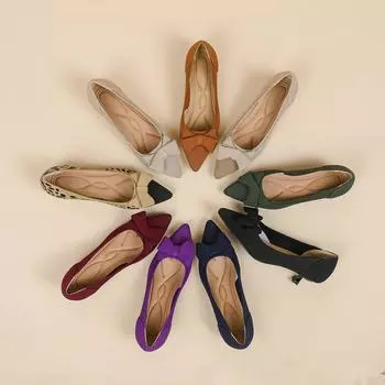 Женские туфли большого размера на весеннем каблуке-шпильке с острым носком, летние повседневные туфли с бантом, однотонные, на высоком каблуке, размеры 34-43 34 чёрный